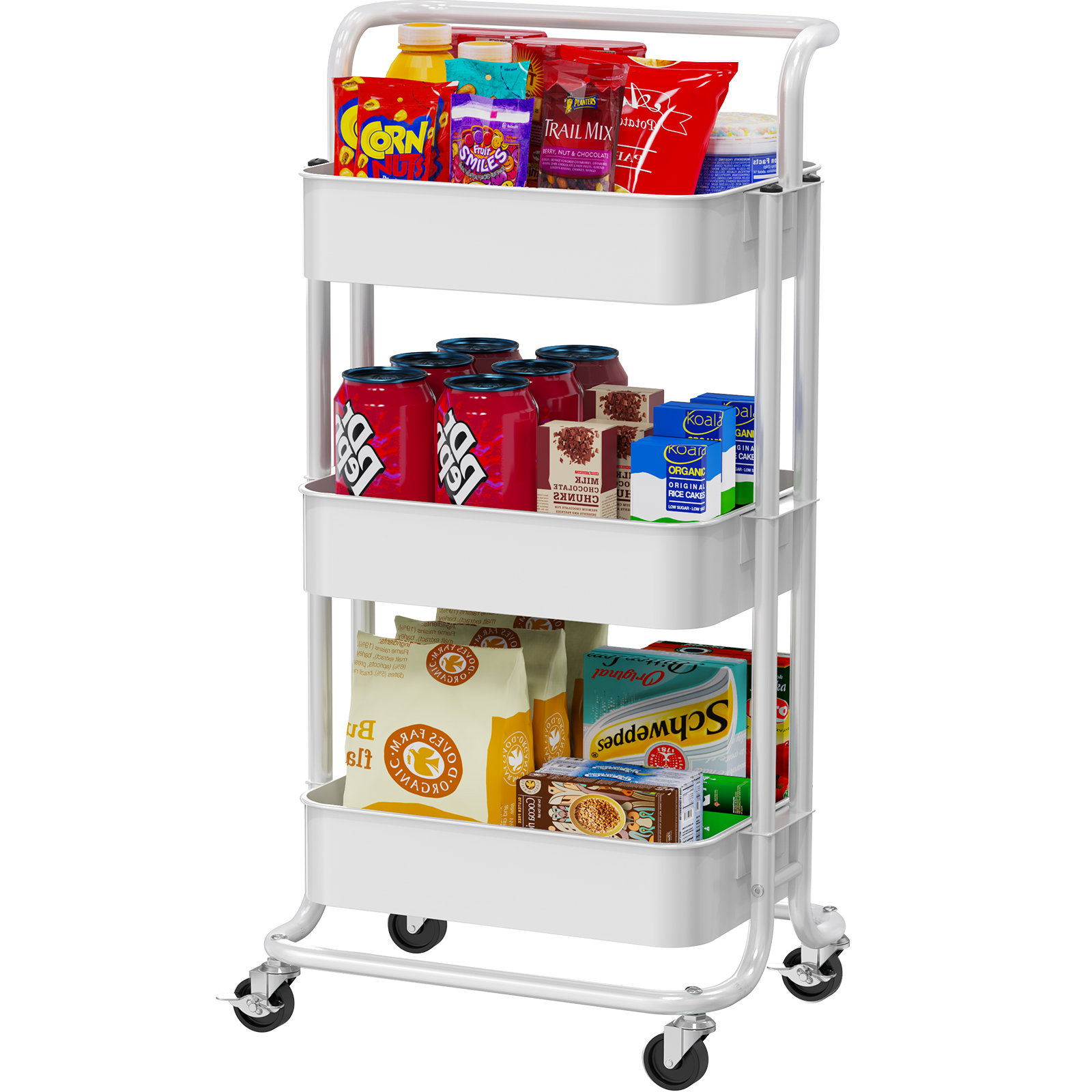Furnimics 3 Tier Utility Cart Kitchen Cart with Wheels Metal Storage