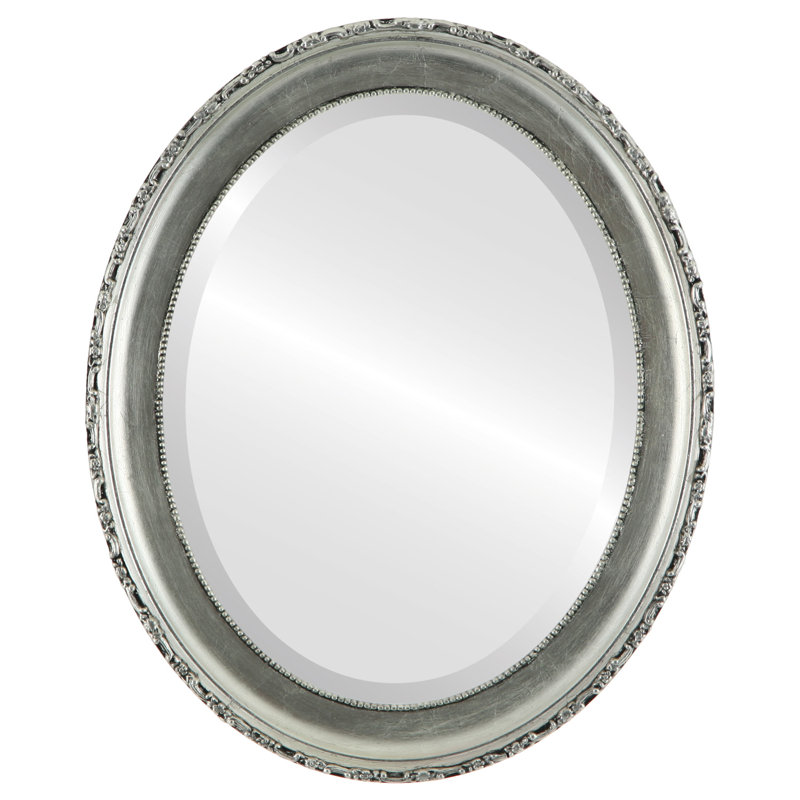 Miroir décoratif biseauté Reposa, 32,63 po x 22,63 po, Argent / noir