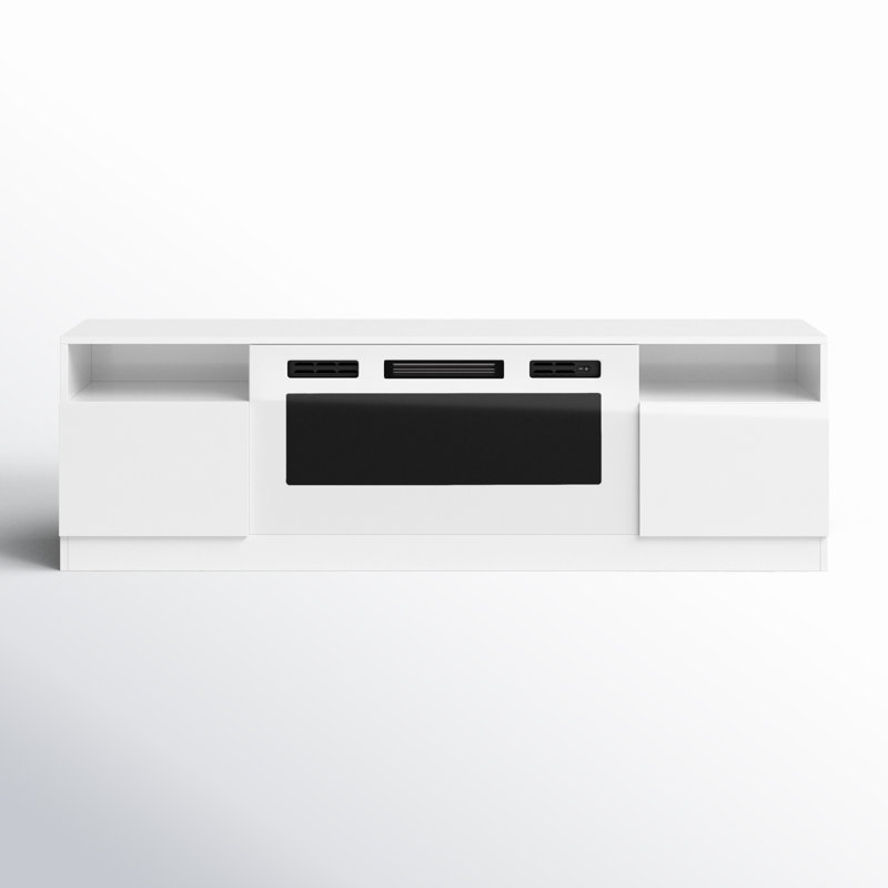 Meuble télé avec foyer électrique Bhhatu, Blanc, L 70 po