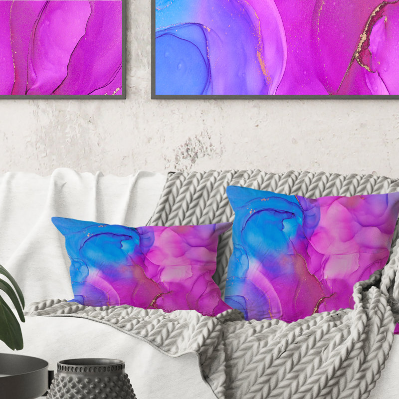 Coussin bleu et mauve Tender Art - imprimé moderne 1