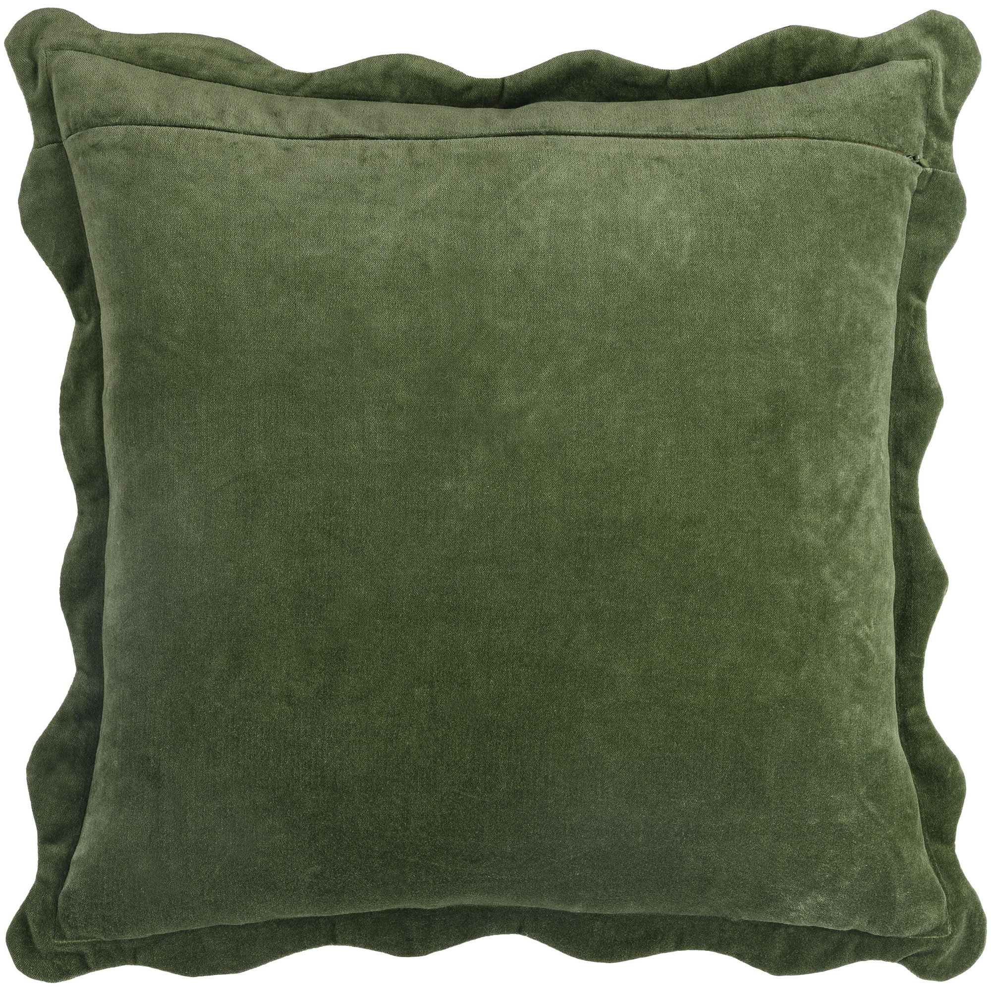 Collier Scalloped Edges Cotton Throw Pillow, Pillow Cover Only - No Insert, Green, 20"H x 20"W