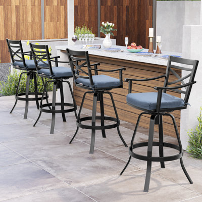 Tabouret de bar pivotant en aluminium 30 po avec coussin Sunbrella Cattie