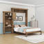Grand lit escamotable en bois avec tablettes, conception classique à persiennes-1156832947