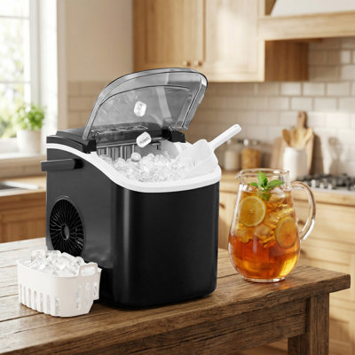 LEDREM 12 Lb. Daily Production Cube Ice Freestanding Ice Maker