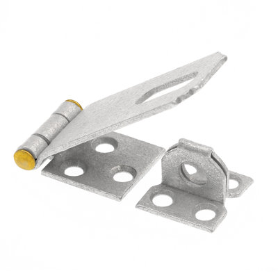 Prime-Line Door and Gate, Safety Hasp Hinge Latch with Fixed Staple 2-1/2 inch with Screws, Galvanized with Solid Brass Pin (Single Pack)