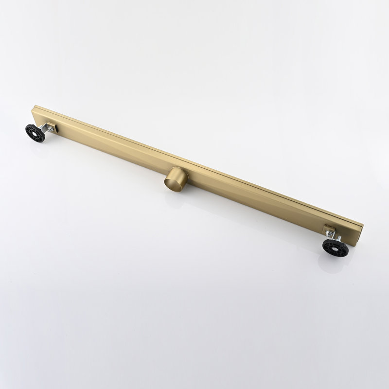 Linear Grid Shower Drain With Leveling Feet, Brushed Gold
