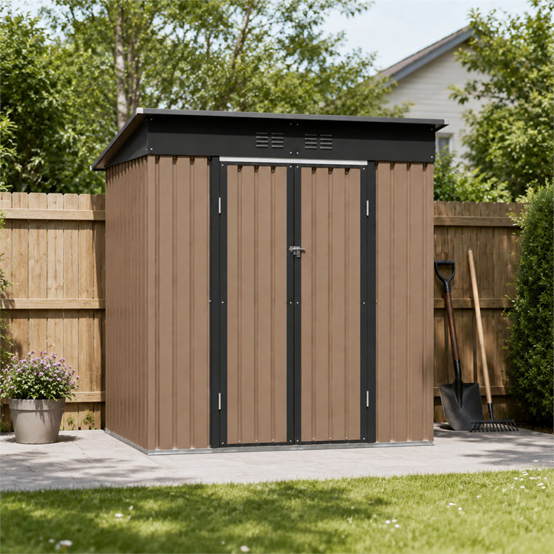 Abri de jardin compact en métal brun