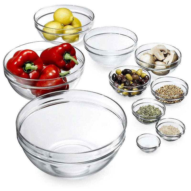 Duralex Lys 10 Piece Tempered Glass Mixing Bowl Set