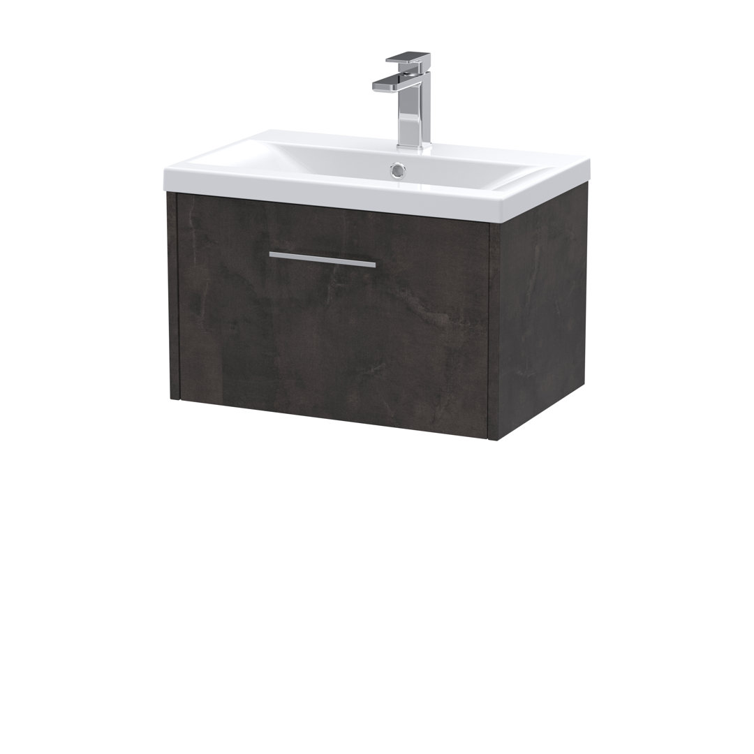 Hudson Reed Juno 600mm Wall Hung Vanity Unit & Basin - Metallic Slate Grey - Image 3