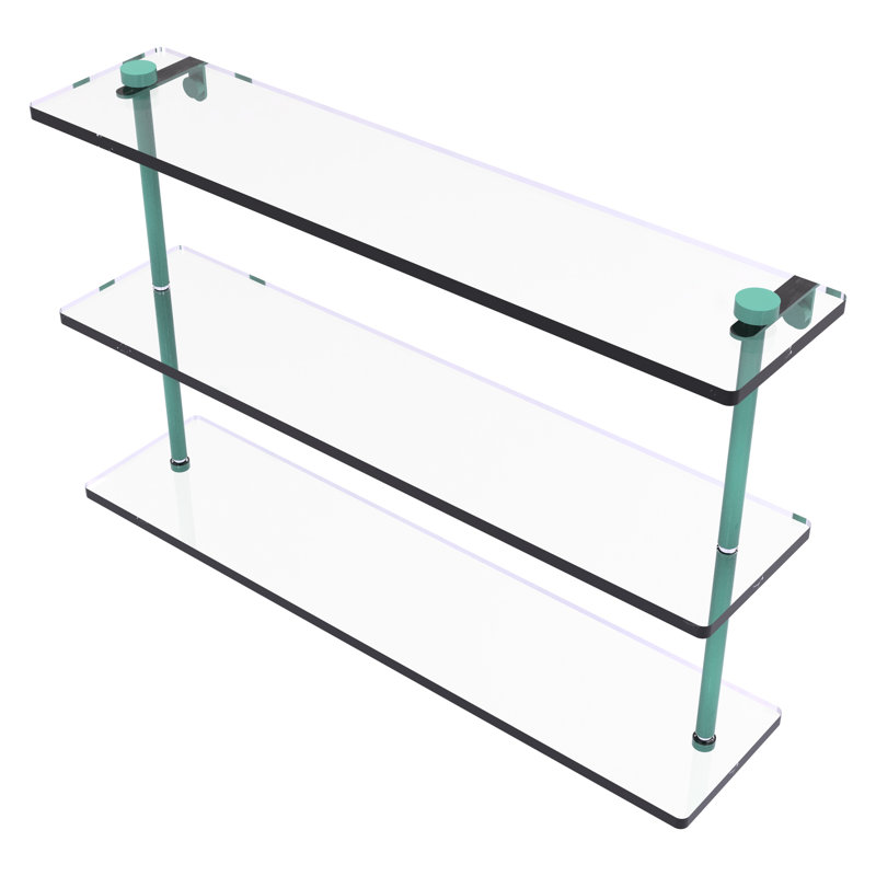 Tablette en verre à trois niveaux Inch NS, H 15 po x l 22 po x P 5 po, Vert écume de mer