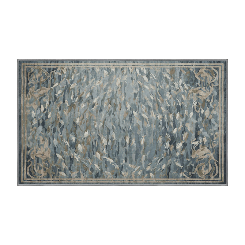 Tapis gris soyeux et moelleux, Rectangulaire 3 pi x 5 pi