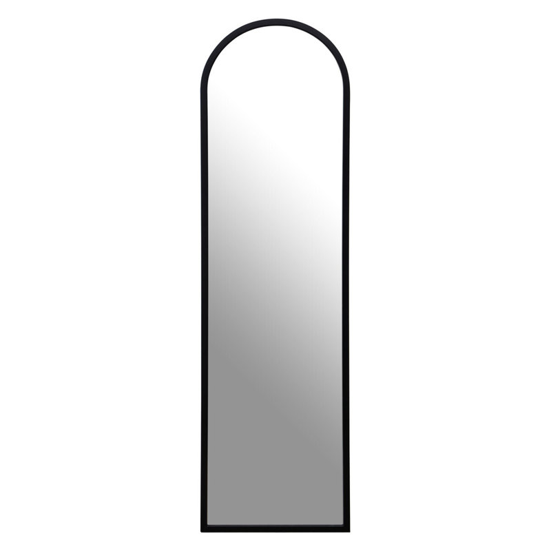 Alawna Metal Arch Floor Mirror, Black