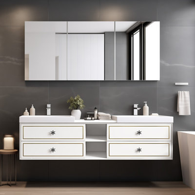 84'' Wall Mounted Double Bathroom Vanity Base Only