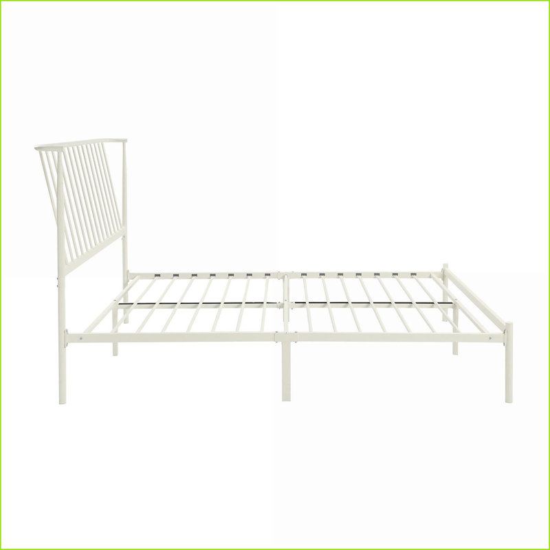 Structure de grand lit plateforme en métal - Finition blanche, aucun sommier nécessaire pour la chambre à coucher, Blanc