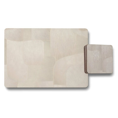 Abstract Art Placemats And Coaster Set Neutral Tones