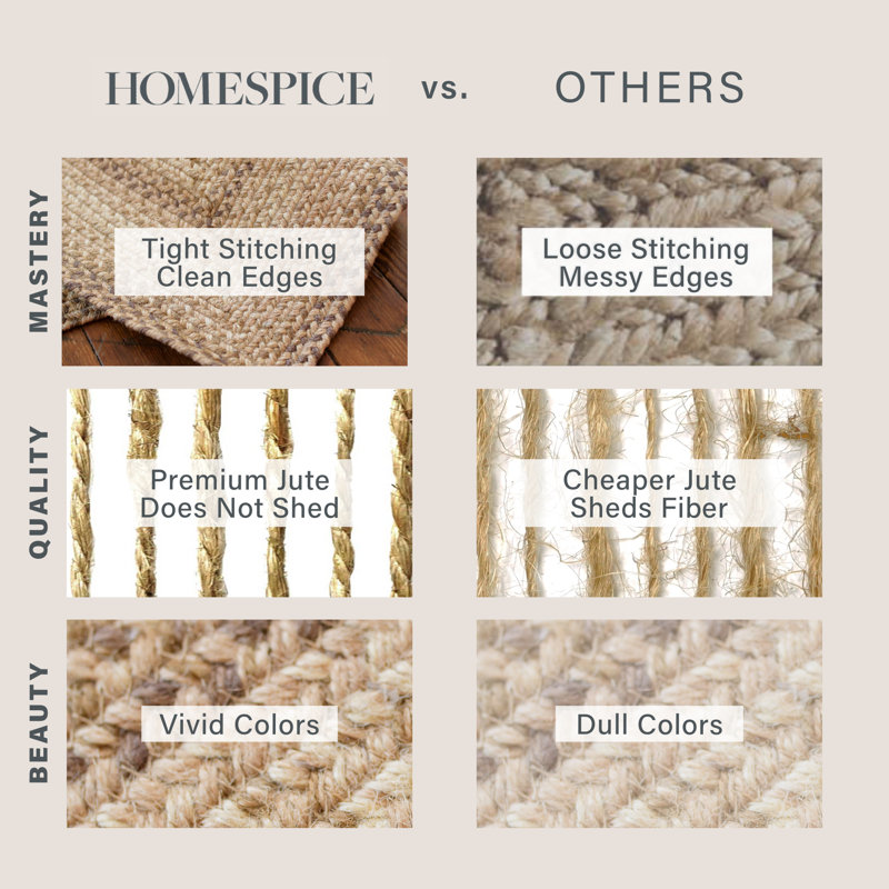 Tapis brun / crème en jute tressé de qualité supérieure Damaj, Ovale 5 pi x 8 pi
