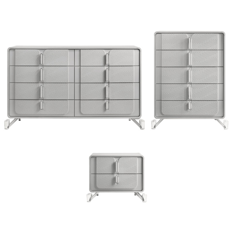 Ensemble de rangement de chambre à coucher 3 pièces Sumner, 3 Pcs: Nightstand, 2 Dressers
