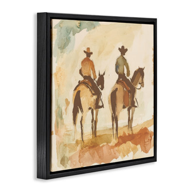 Western Watercolor Cowboys Right Floating Frame, design by Petal Prints Design