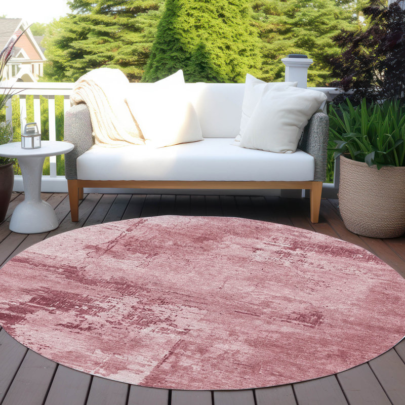Cassiva Pink Washable Indoor-Outdoor Rug - , 8' x 8'