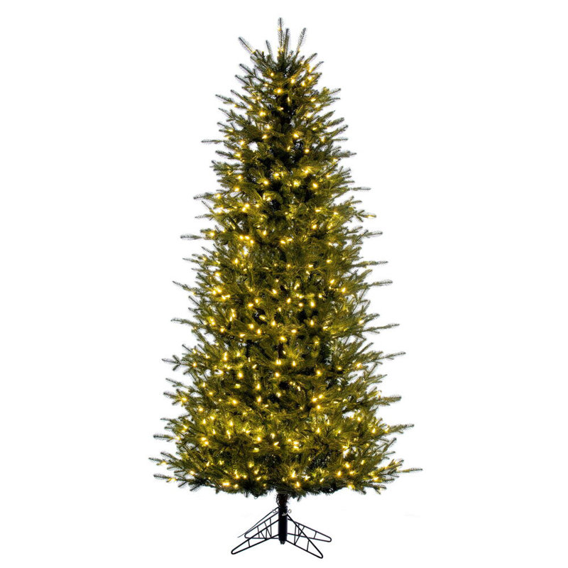 Artificial Fir Christmas Tree with Lights, 6.5', Clear/White