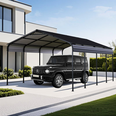 12X20 Ft Metal Carport With Heat - Insulating Roof, Enhanced Base For Trucks And Weddings Corrosion Coated