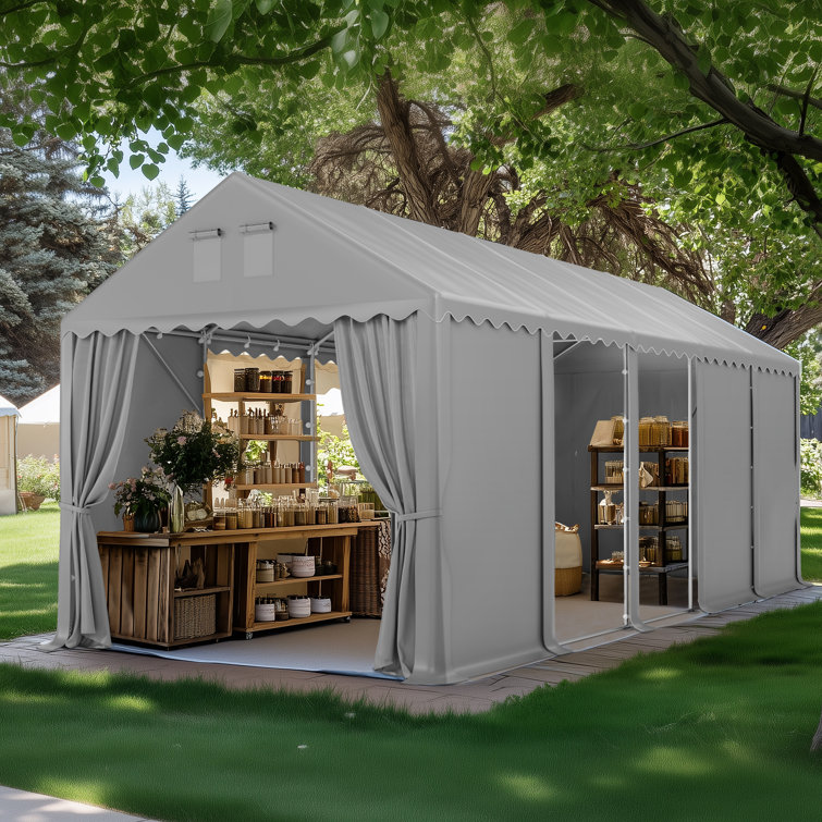 Heavy-Duty Waterproof Multi-Scenario Canopy Tent | Commercial Market Stall Shelter, Farm Equipment Cover & Vehicle Storage with Roll-Up Doors