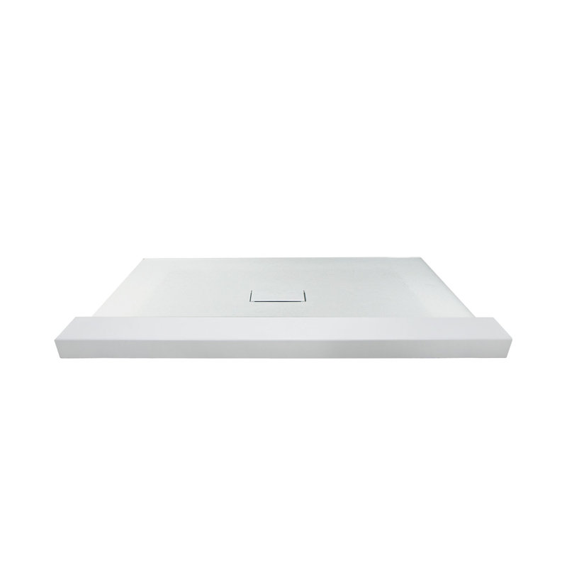 Transolid Trimslate 60-in x 40-in Shower Base with Adjustable Single Threshold and Center Drain, White