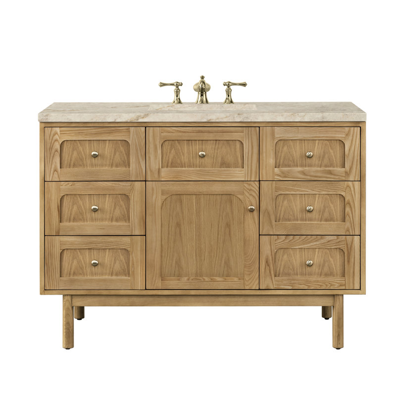 Laurent 48" Single Vanity, Light Natural Oak W/FreePower Wireless Charger, Light Natural Oak, Tajnar Eclos