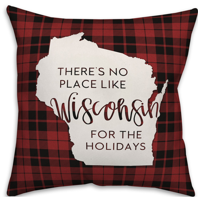  Housse de coussin «It's No Place Like Wisconsin for the Holidays», 16 po x 1 po