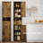 69" H Tall Storage Cabinet with 2 Barn Doors and 1 Drawer, Narrow Storage Unit with Adjustable Shelves, Floor Cabinet for Bathroom, Living Room, Kitchen-1990319975