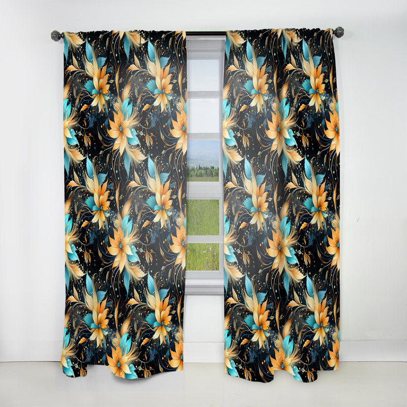 Motif éclectique de plumes bohémiennes I - Rideau Boho - Rideau abstrait obscurcissant - 1 panneau, L 52 po x L 108 po