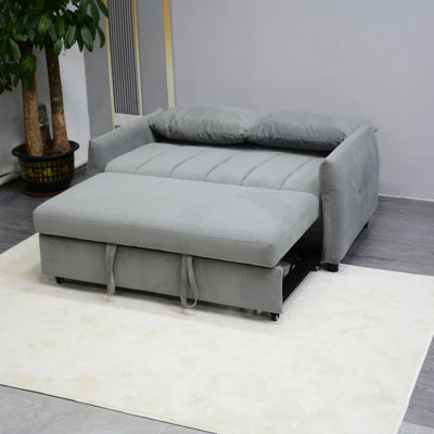 Lit escamotable avec revêtement en velours, 2 poches latérales et coussins, dossier réglable, gris pour le salon, espace de couchage convertible maison, matériel et centre de villégiature