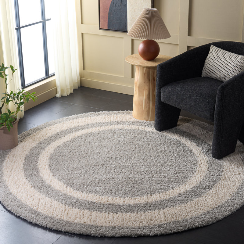 Gemma Shag 608 Performance Geometric Rug, Round 6'7"