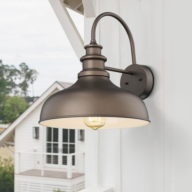 Outdoor Barn Light,Outdoor Wall Sconce,Farmhouse Porch Wall Lamp,Anti-Rust Front Door Lighting Fixture For House,Doorway,Patio,Garage(ORB+White)(Set Of 2)