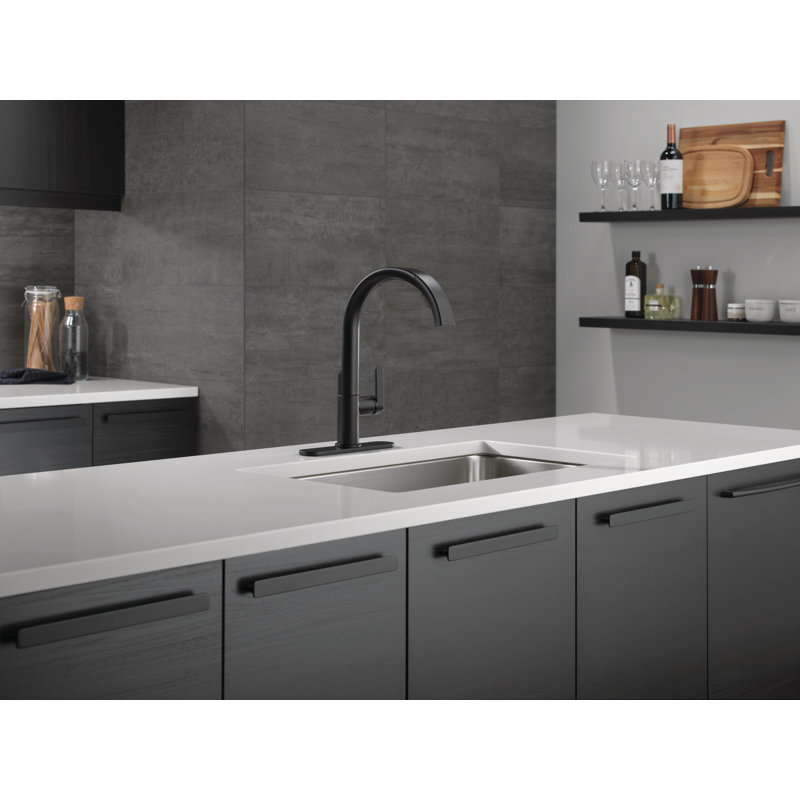 Robinet de cuisine noir mat Keele avec douchette rétractable, robinet d'évier de cuisine monotrou moderne, poignée simple, noir mat