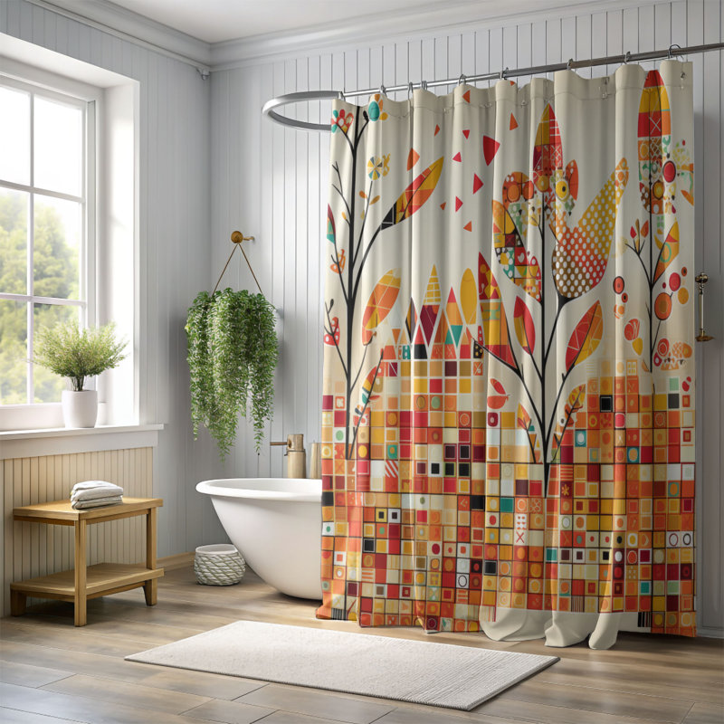 Rideau de douche Malonie, H 74 po x l 71 po
