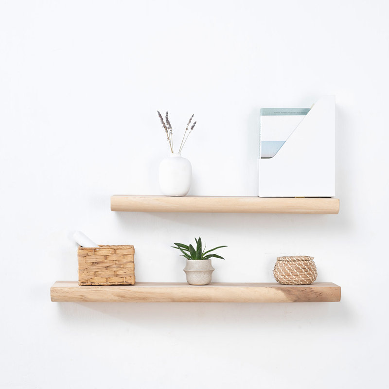 20cm W Wood Wall Mounted Shelving Unit, 5cm H x 20cm W x 90cm D