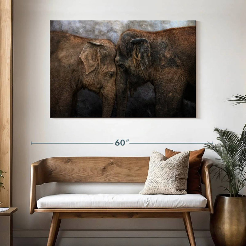 Brampt Elephant Young Love, 32" H x 48" W