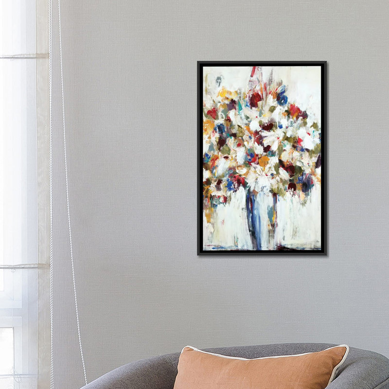 « jubilant », reproduction sur toile, H 26 po x l 18 po x P 1,5 po, Toile avec cadre flottant noir, Pas de tapis