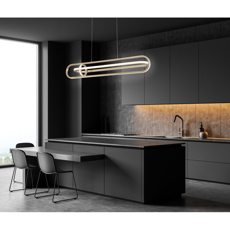 1 - Light LED Pendant, Satin Gold