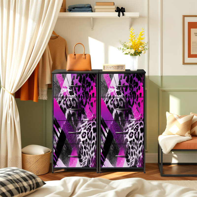 Commode pour chambre à coucher avec 4 tiroirs de rangement Bold Abstract Fashion Art