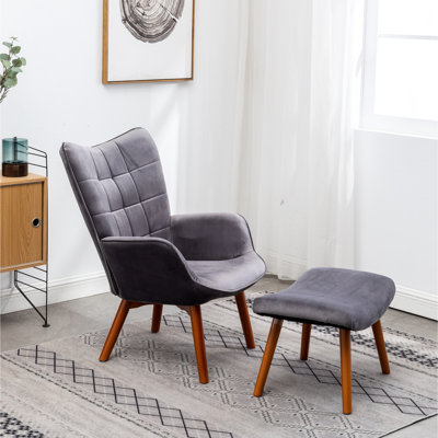 Fauteuil d'appoint en velours gris intrigant