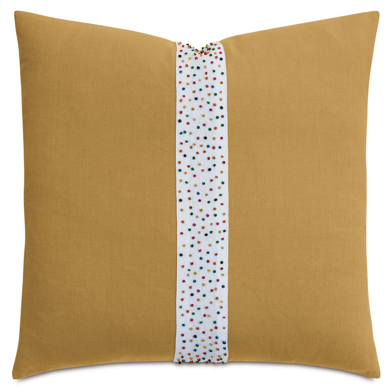 Confection Appliqued Linen Reversible Throw Pillow