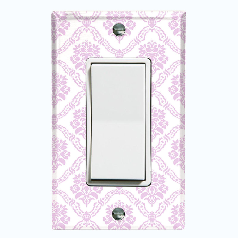 Patterned 1 - Gang Toggle Light Switch Standard Wall Plate, Pink/White