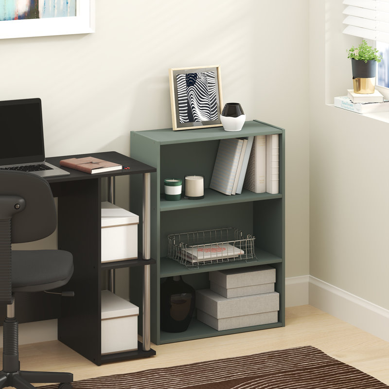 Bessan Standard Bookcase, (3 Shelves) 32" H x 12" W x 10" D, Green