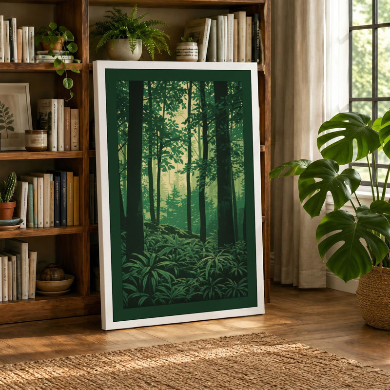 Quiet Northern Forest Scandinavian - Wrapped Canvas, 36x24 - 91.4 x 61.0 cm, Cream Border