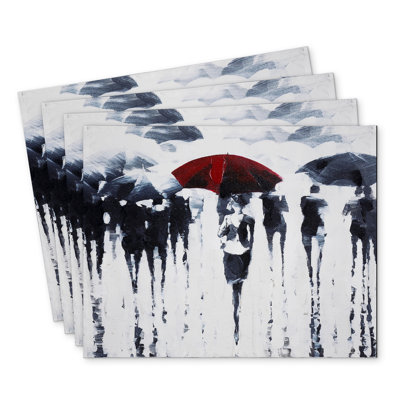 Abstract Silhouettes Polyester Kundra - Set of 4, Home Decor