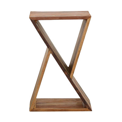 Natural Accent Table With Modern Geometric Patterns And Storage Brown For Primary Living Space