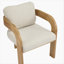 Ensemble de 2 chaises de salle à manger avec dossier coussiné, tissu beige, structure en bois massif de couleur naturelle-14455242-14455244