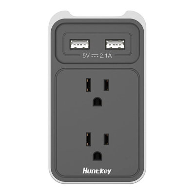 Prise murale Huntkey avec 2 ports USB 2,1 ampères et prises, gris (paquet de 4)